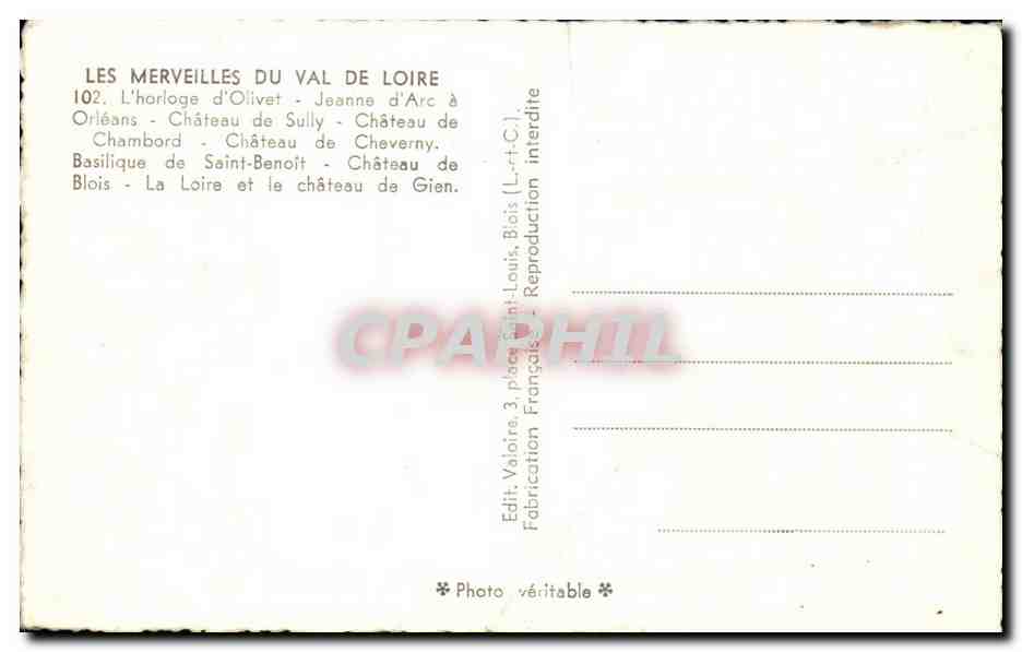 Wunder des Loire-Tals — Erinnerung an das Loire-Tal — Verlag Valoire — Rückseite