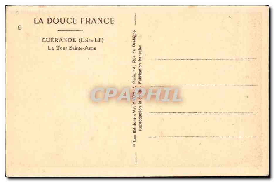 Guerande CPA La tour sainte Anne — Rückseite