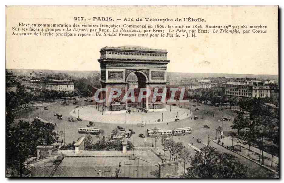 Paris CPA Arc de TRiomphe de l'EToile