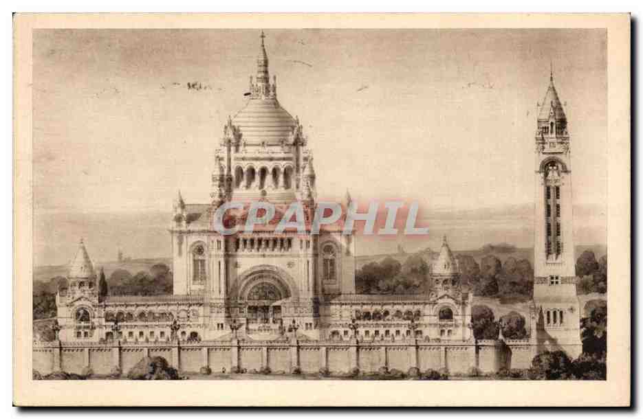 Lisieux CPA La basilique Vue generale du projet