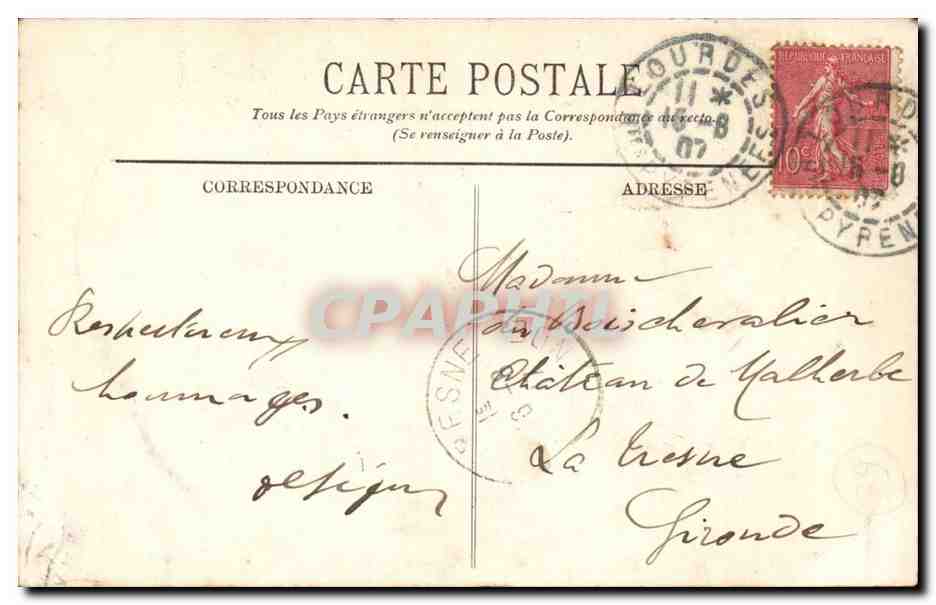 Lourdes — La Grotte et la Basilique — LL. n°59 — Verso