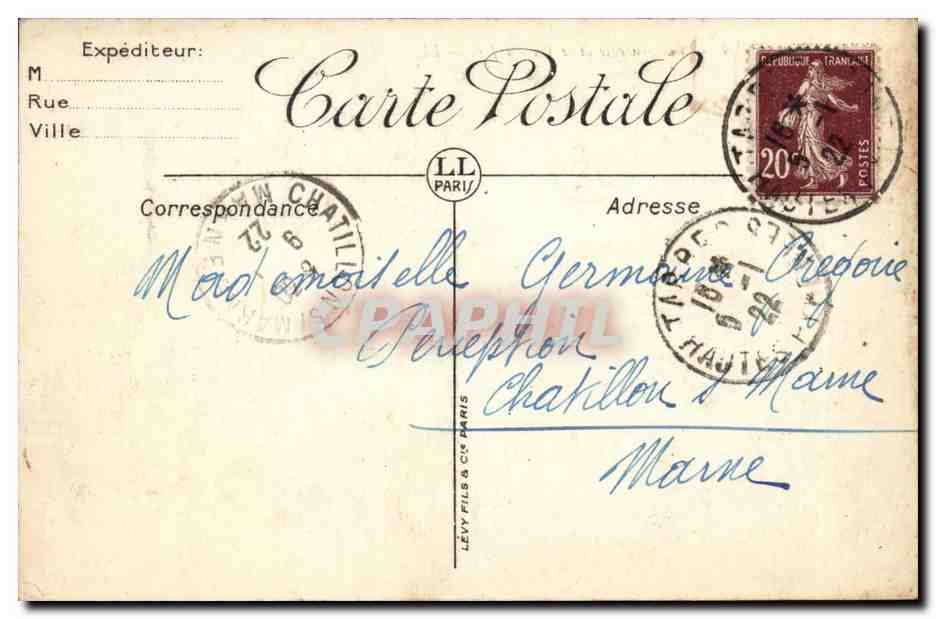 Lourdes CPA Vue generale et le pic de Jer — Verso