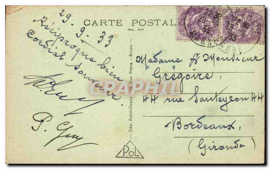 Reims CPA Jardin de la petite oie — Rückseite