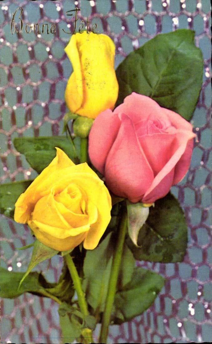 CPA Fantaisie Bonne fete Fleurs Roses