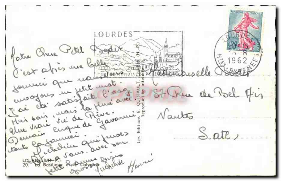 Lourdes CPM La basilique et le calvaire — Verso