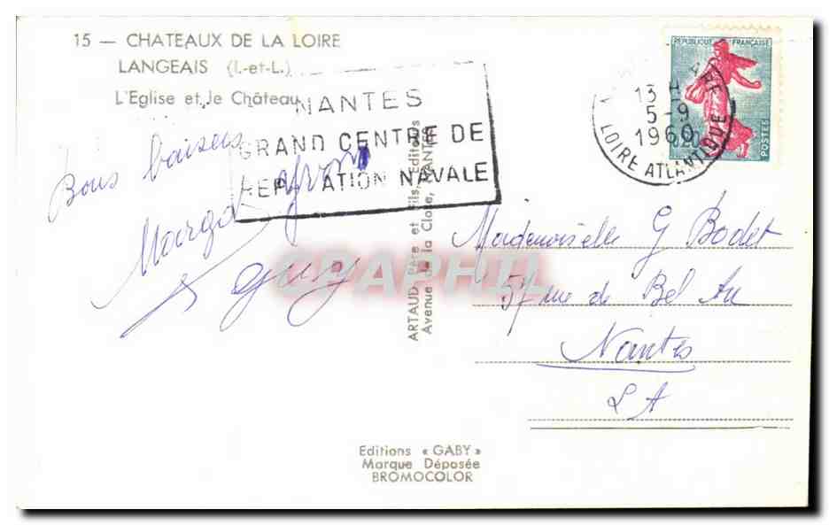 Langeais CPA L'eglise et le chateau — Rückseite