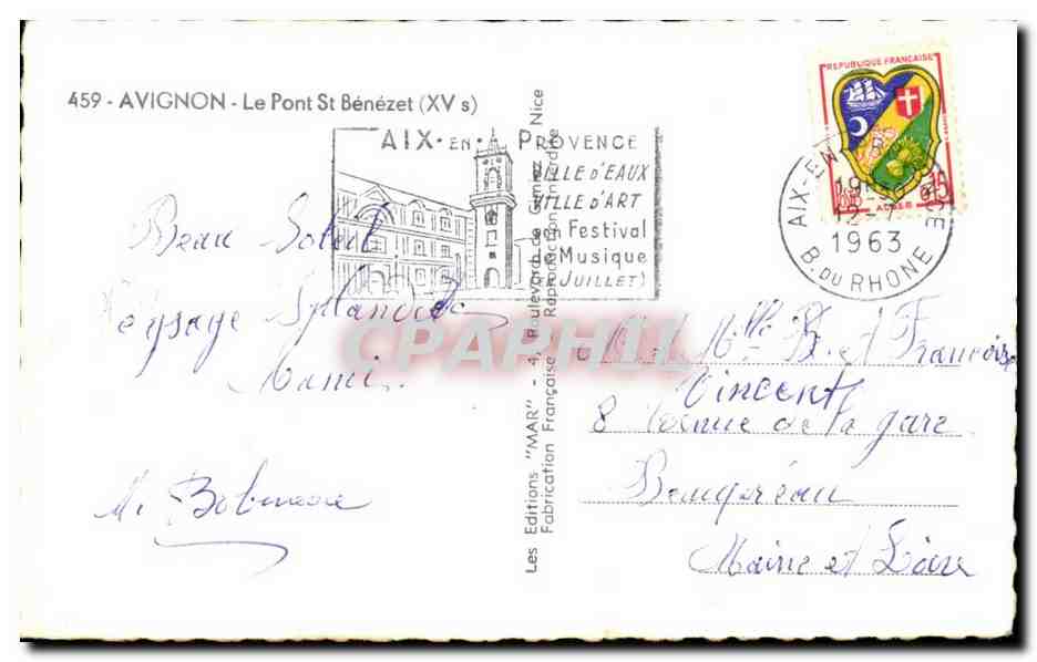 Avignon CPM Le pont St Benezet — Verso