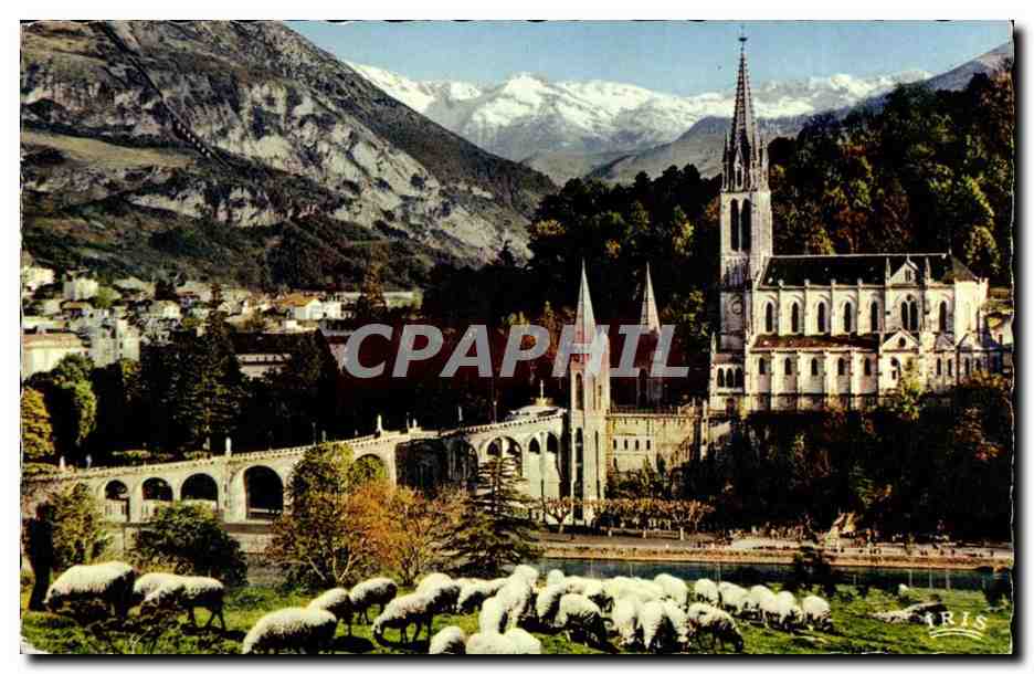 Lourdes CPA La basilique et le pic de Jer