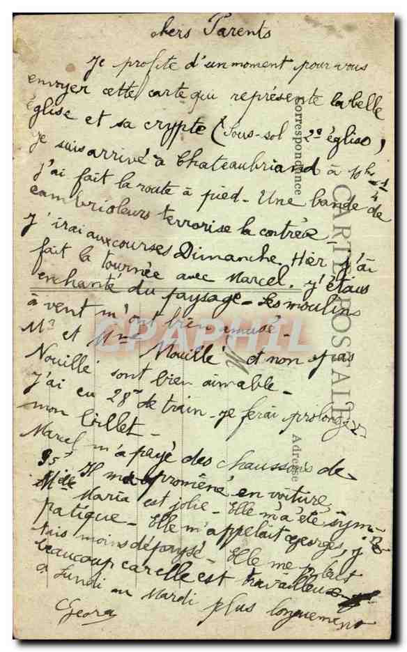 St Julien de Vouvantes CPA L'eglise et la crypte — Rückseite