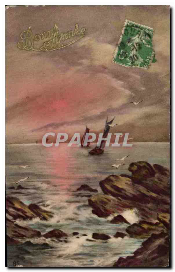 CPA Bateau Bonne annee
