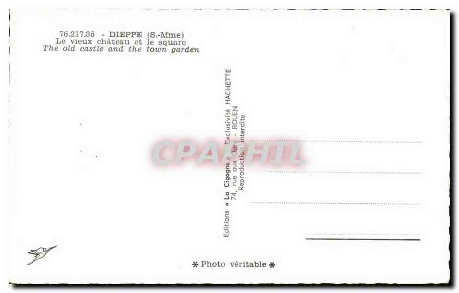 Dieppe CPA le vieux chateau et le square  — Rückseite