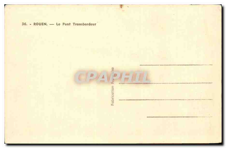 Rouen CPA Le pont transbordeur — Verso