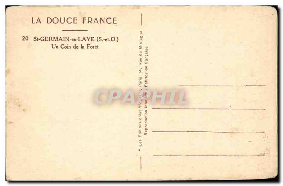 Un Coin de la Forêt — St-Germain-en-Laye (S.-et-O.) — Les Éditions d'Art YVON, Paris — Reverso