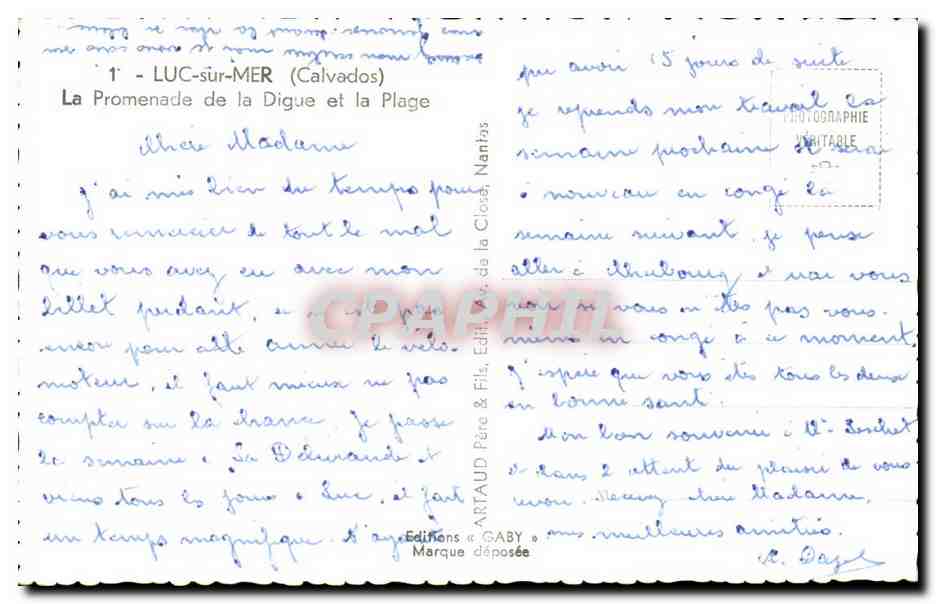 Luc sur Mer CPA La promenade de la digue et la plage — Rückseite