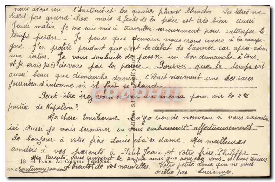 Paris 1 - Place Vendome - CPA  — Rückseite