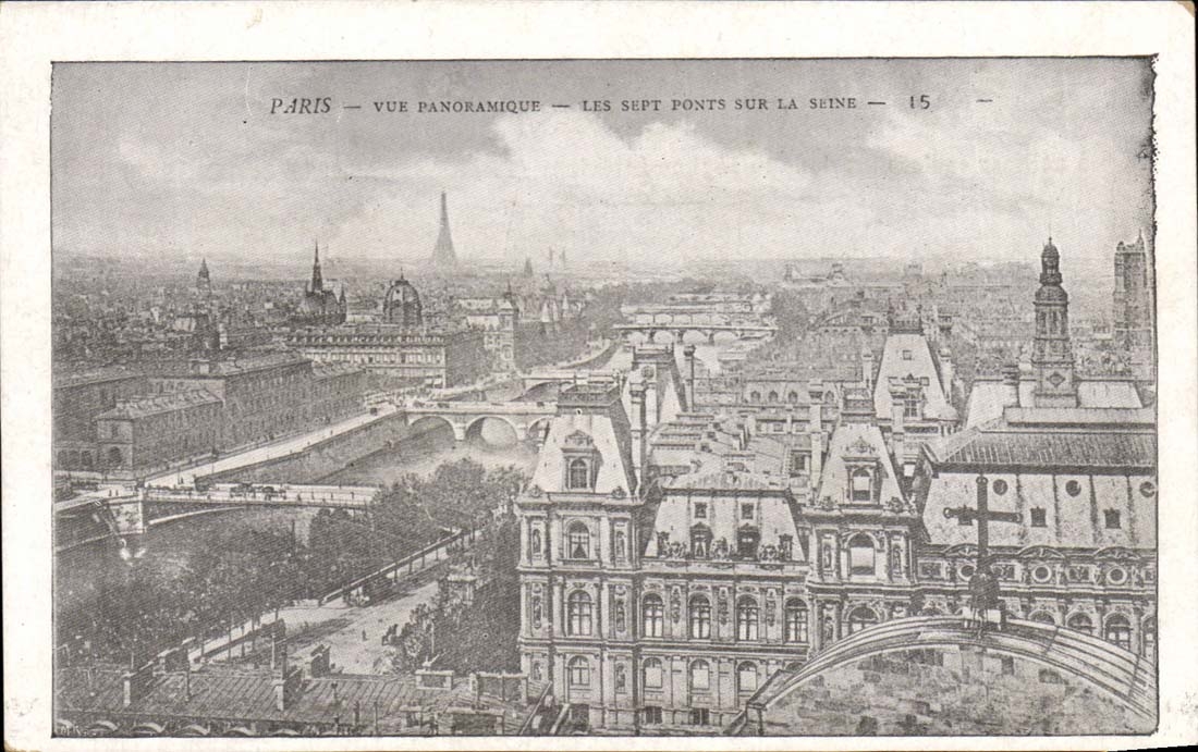 Paris - Vue Panoramique - Les Sept Ponts sur la Seine - CPA 