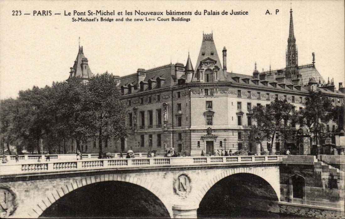 Paris - Le Pont Michel et les Nouveaux batiments du Palais du Justice - CPA 