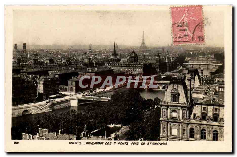 Paris - Panorama des 7 Ponts pris de St Gervais - CPA 