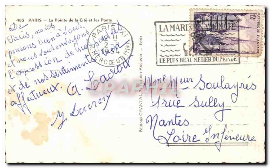 Paris - La Pointe de la Cite et les Ponts - CPA  — Rückseite