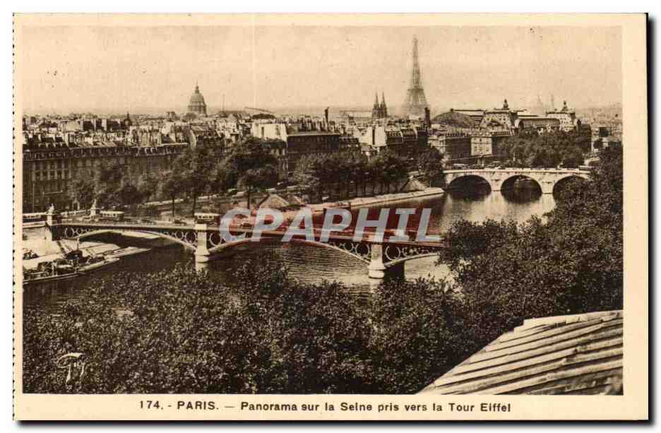 Paris CPA Panorama sur la Sine pris vers la Tour Eiffel