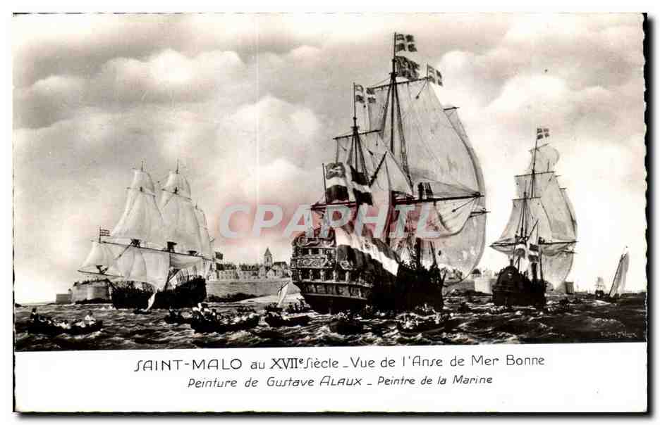 Saint Malo CPA au 18eme Vue de l'anse de mer Bonne Peinture de Gsutave alaux Peintre de la marine (baetau boat)