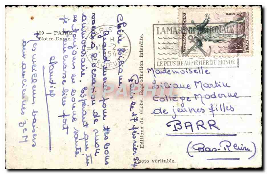 Notre-Dame de Paris — View from the Seine — Éditions du Globe, n°109 — Back