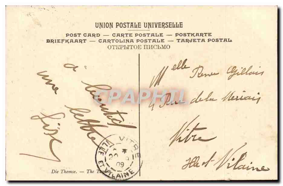 Daubigny CPA La Tamise a Erith (bateau boat) — Verso