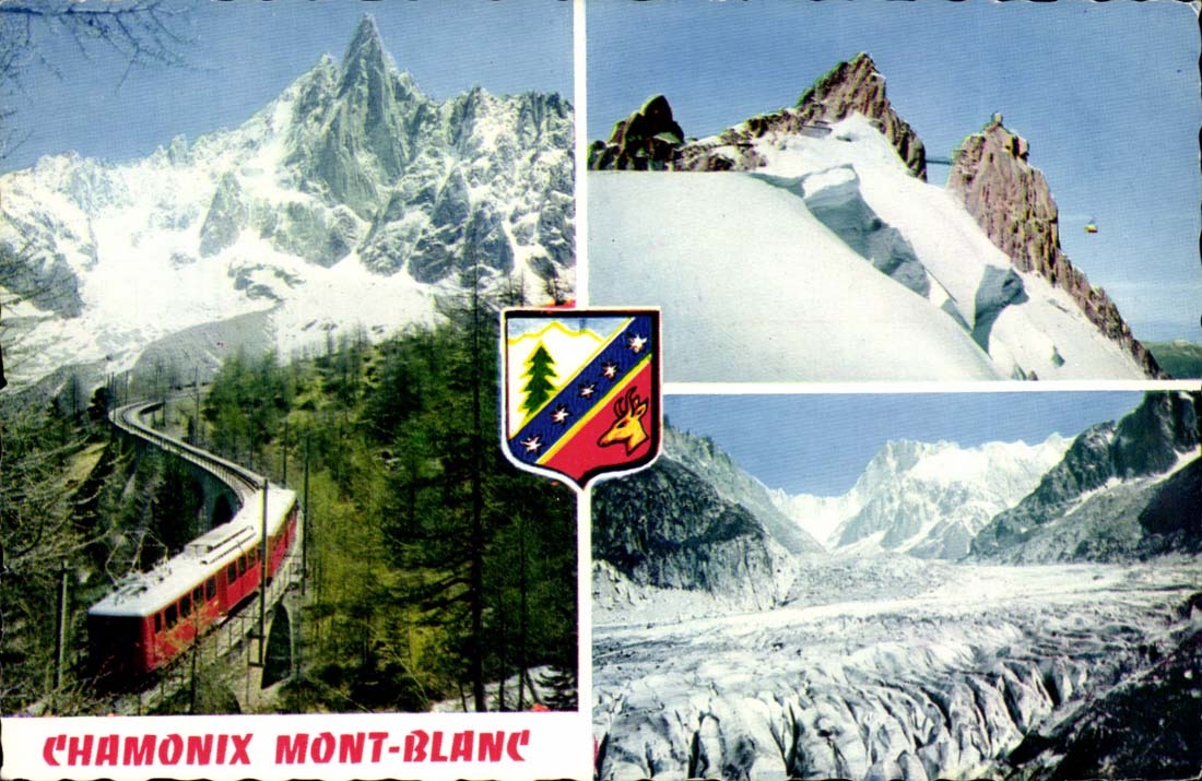 CPA Chamonix Mont Blanc Chemin de fer du Montenvers et l'aiguille du Dru teleferique