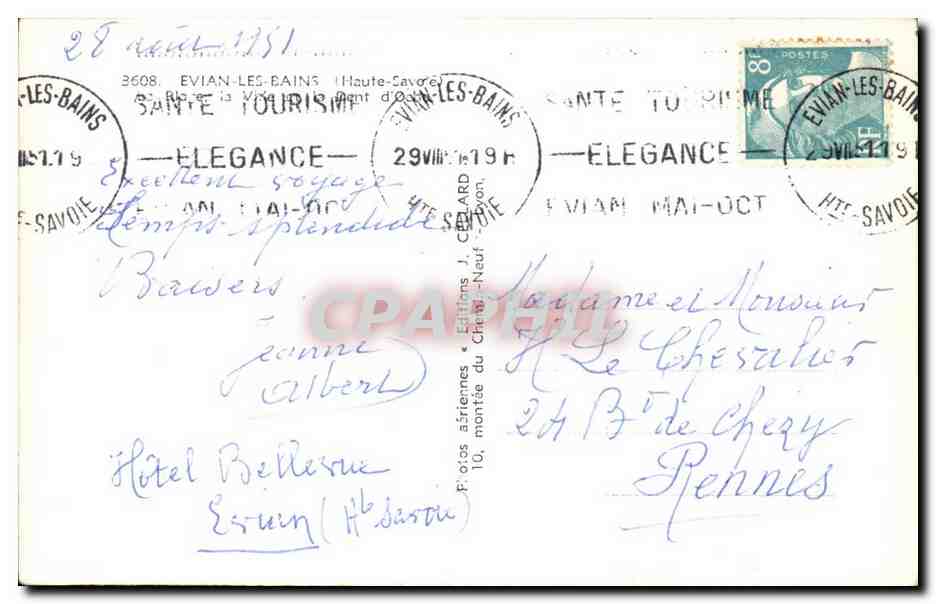 CPA Evian les Bains — Verso