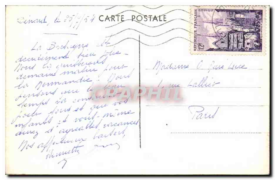 Dinard — La Baie de la Rance — éditeur Dinard — Verso