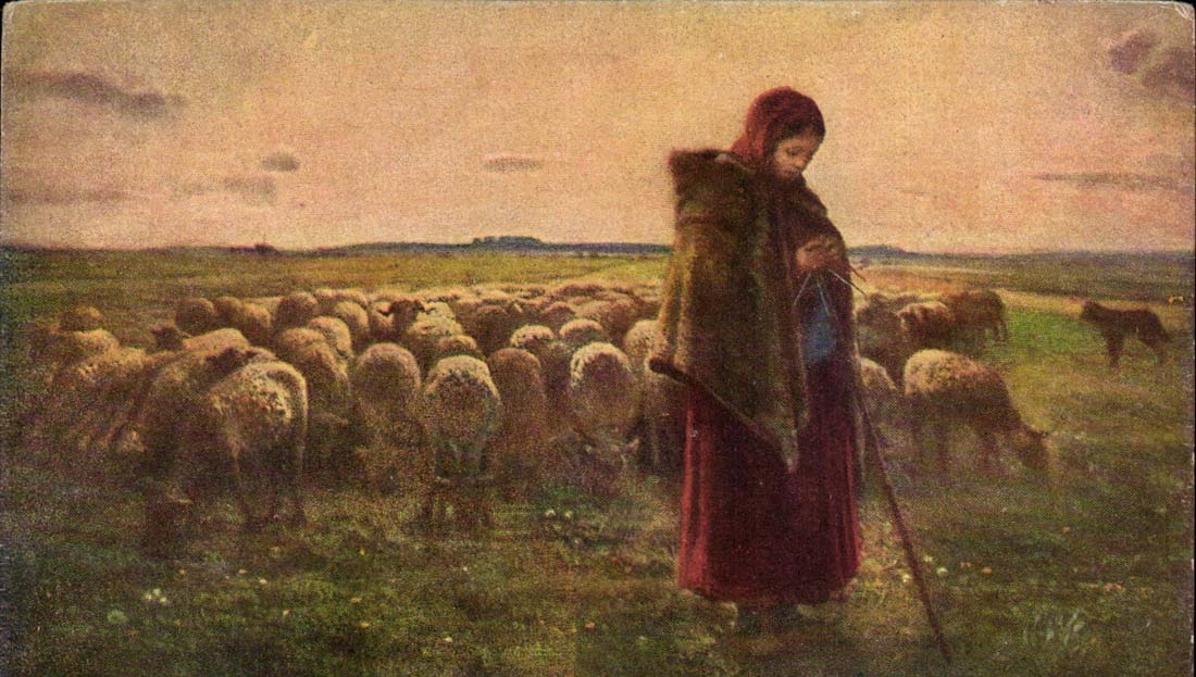 CPA Fantaisie Femme et moutons