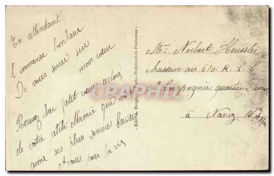 CPA Fantaisie Couple et chateau — Verso