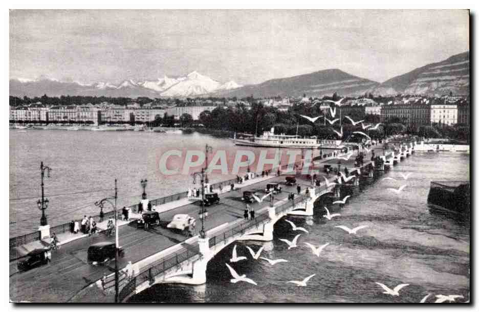 Suisse CPM Geneve Le pont du Mont Blanc et le Mont Blanc