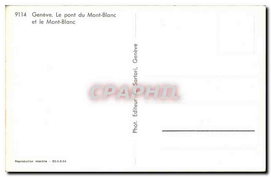 Suisse CPM Geneve Le pont du Mont Blanc et le Mont Blanc — Rückseite