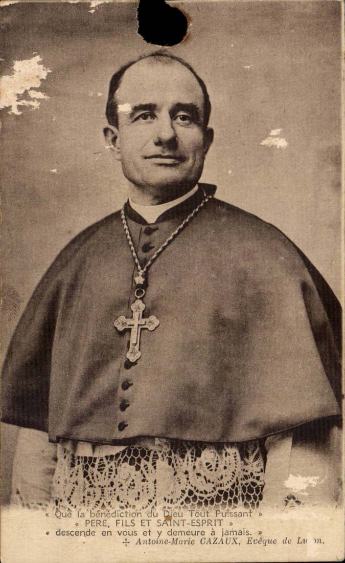 Que la Benediction du Dieu tout puissant Pere fils et Saint Esprit Antoine MArie Cazeux eveque de Lucon