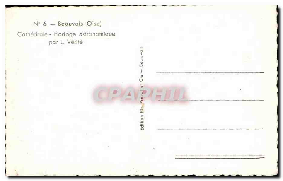 Cathédrale de Beauvais — Horloge astronomique — Édition L. Vérité — Verso
