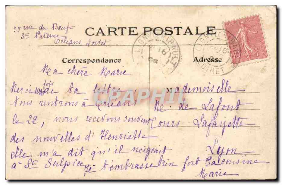 Paris CPA Hotel de Cluny — Rückseite