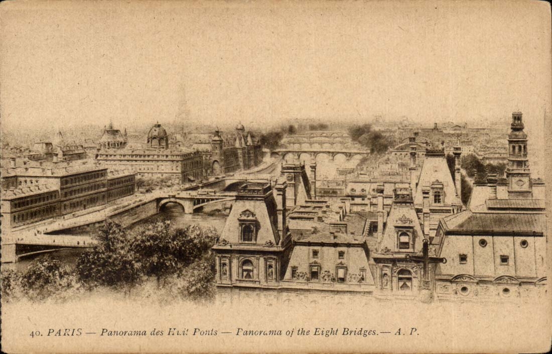 Paris CPA Panorama des Huit ponts 