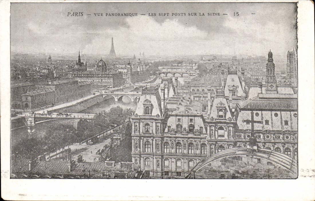 Paris CPA Vue panoramique Les sept ponts sur la seine