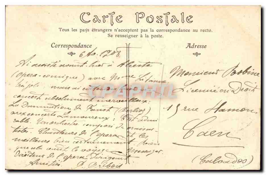 Paris CPA Le pont au cahnge et le palais de justice — Rückseite