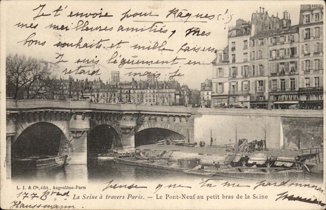 Paris CPA Le pont neuf au petit bras de la Seine