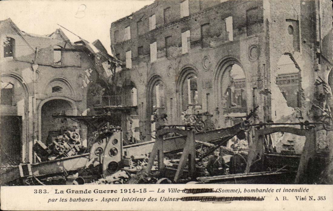 Albert - La Grande Guerre - 1914 1915 bombardee et incendiee par les barbares - Les Usines - militaria CPA 