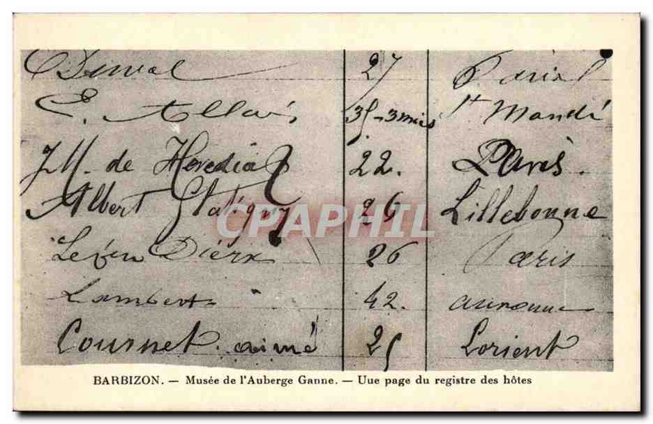 Barbizon - Musee de l'Auberge Ganne - Musee de l'auberge Ganne - Une page du registre des hotes - CPA 