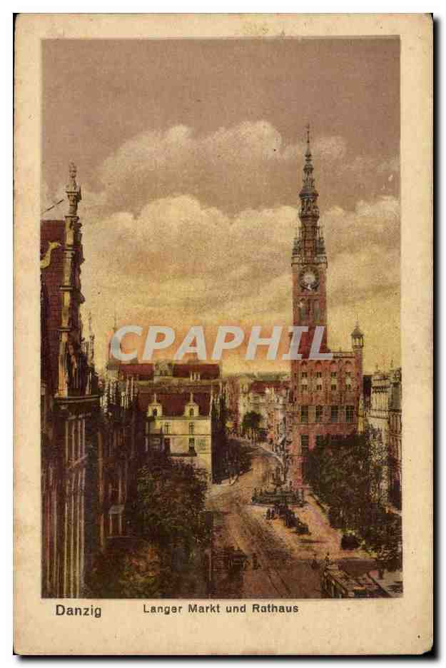 Allemagne Pologne Poland Danzig CPA Langer Markt und Rathaus (marche)
