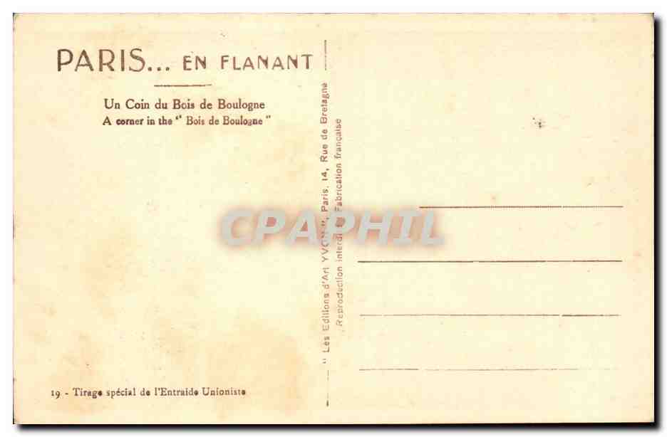 Paris CPA un coin du bois de Boulogne — Rückseite