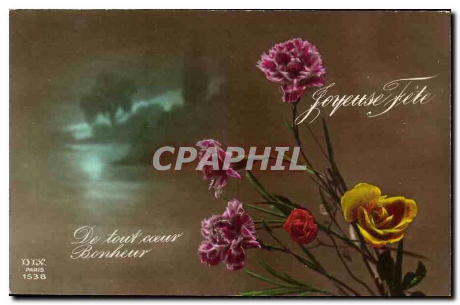 CPA Fantaisie Joyeuse FEte (fleurs)