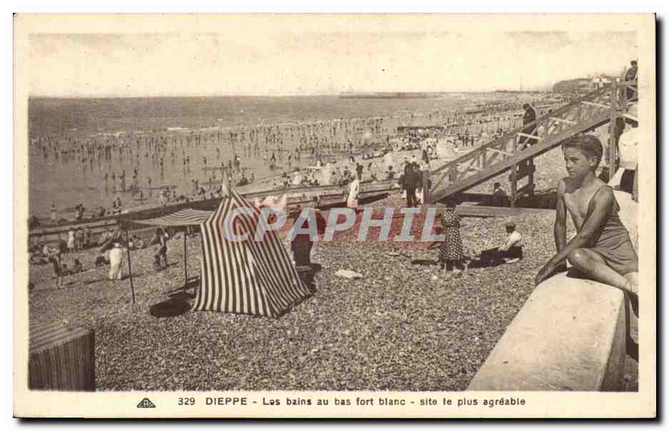 Dieppe CPA Les bains au bas fort blanc site le plus agreable