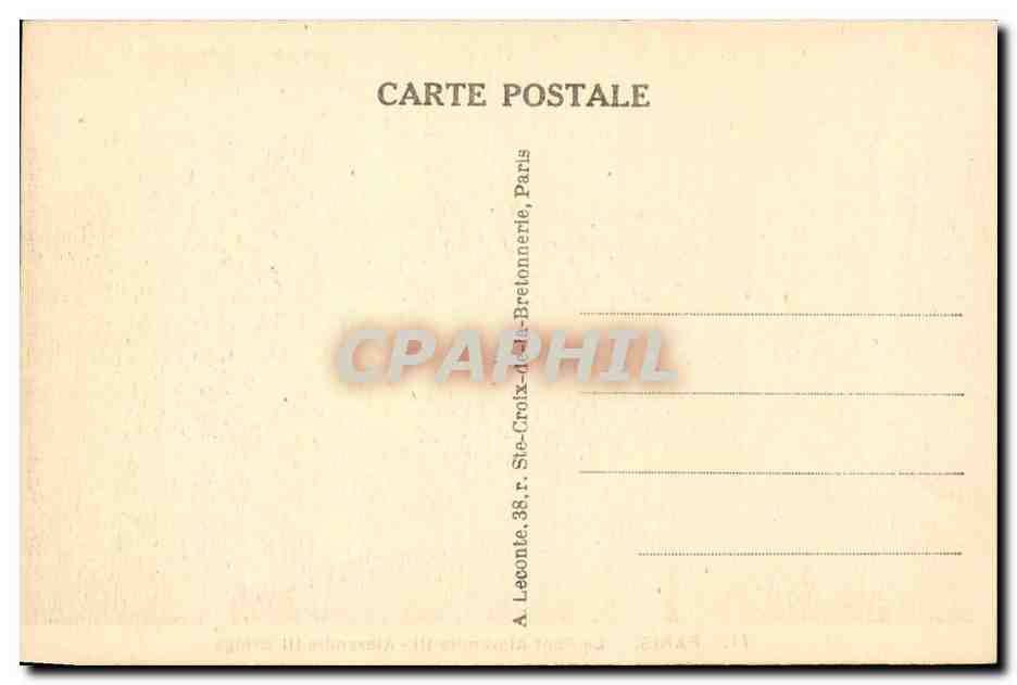 Paris 8 - Pont Alexandre III - CPA  — Verso