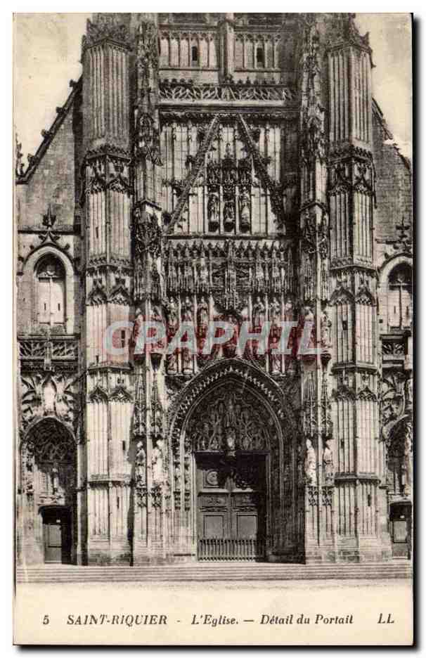 Saint Riquier CPA L'eglise Detail du portail