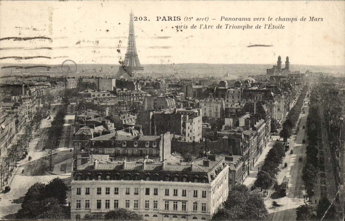 Paris - 15 - Panorama vers Champs de Mars pris l'Arc de Triomphe de l'Etoile - - CPA 